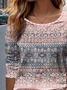 T-shirts Décontracté Floral Printemps / Automne Imprimé Quotidien Ample Manches Longues Col Rond Droit pour Femmes