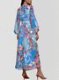 Femmes Floral Jaune Col V Confortable Robe Maxi Sexy