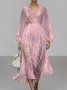 Femmes Rayé Violet Col V Confortable Robe Maxi Sexy