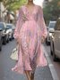 Femmes Rayé Violet Col V Confortable Robe Maxi Sexy