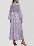 Femmes Rayé Violet Col V Confortable Robe Maxi Sexy