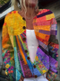Cardigans Femmes Rétro Ethnique Printemps / Automne Tricoté Micro-élasticité Manches Longues Col Rond Droit Régulier