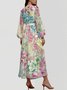 Femmes Floral Jaune Col V Confortable Robe Maxi Sexy