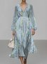 Femmes Rayé Violet Col V Confortable Robe Maxi Sexy