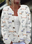 Cardigans Femmes Simple Imprimé d'Animal Printemps / Automne Tricoté Micro-élasticité Manches Longues Col Rond Droit Régulier
