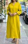 Femmes Plain Bleu Col V Confortable Robe Maxi Décontracté