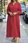 Femmes Plain Bleu Col V Confortable Robe Maxi Décontracté