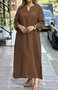 Femmes Plain Bleu Col V Confortable Robe Maxi Décontracté