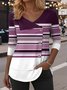 T-shirts Femmes Décontracté Printemps / Automne Bloc de Couleur Coton Col V Micro-élasticité Coupe Régulière Régulier Régulier
