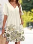 Femmes Plain Abricot Col V Confortable Robe Mi-Longue Décontracté