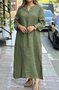 Femmes Plain Bleu Col V Confortable Robe Maxi Décontracté