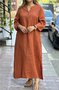 Femmes Plain Bleu Col V Confortable Robe Maxi Décontracté