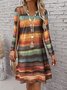 Femmes Géométrique Couleur 1 Col V Confortable Robe Mi-Longue Rétro