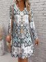 Femmes Géométrique Couleur 1 Col V Confortable Robe Mi-Longue Rétro