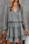 Femmes Plain Rouge Vineux Col V Confortable Robe Mi-Longue Décontracté