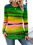 T-shirts Femmes Décontracté Bloc de Couleur Printemps / Automne Coton Micro-élasticité Coupe Régulière Manches Longues Régulier Régulier