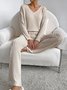 Deux Pièces Ensembles Femmes Sportif Plain Printemps / Automne Col V Naturel Coupe Régulière Manches Longues Droit Régulier