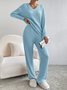 Deux Pièces Ensembles Femmes Sportif Plain Printemps / Automne Col V Naturel Coupe Régulière Manches Longues Droit Régulier