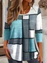 T-shirts Décontracté Printemps / Automne Plaid Micro-élasticité Quotidien Jersey Manches Longues Col Rond Régulier pour Femmes