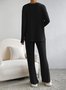 Deux Pièces Ensembles Femmes Sportif Plain Printemps / Automne Col V Naturel Coupe Régulière Manches Longues Droit Régulier