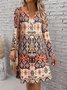 Femmes Géométrique Couleur 1 Col V Confortable Robe Mi-Longue Rétro