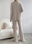 Deux Pièces Ensembles Femmes Sportif Plain Printemps / Automne Col V Naturel Coupe Régulière Manches Longues Droit Régulier