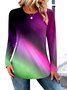 T-shirts Femmes Décontracté Bloc de Couleur Printemps / Automne Coton Quotidien Coupe Régulière Col Rond Régulier Régulier