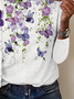 T-shirts Simple Papillon Printemps / Automne Micro-élasticité Quotidien Manches Longues Col Rond Régulier Régulier pour Femmes