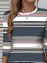 T-shirts Femmes Rayé Décontracté Printemps / Automne Imprimé Quotidien Jersey Manches Longues Droit Régulier