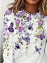 T-shirts Simple Papillon Printemps / Automne Micro-élasticité Quotidien Manches Longues Col Rond Régulier Régulier pour Femmes