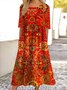 Femmes Rayé Rouge Col Rond Confortable Robe Maxi Décontracté