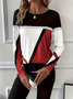 T-shirts Décontracté Abstrait Printemps / Automne Imprimé Micro-élasticité Quotidien Manches Longues Col Rond Droit pour Femmes