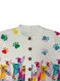 Cardigans Motif dégradé Paysan Printemps / Automne Tricoté Ample Boutons Manches Longues Régulier Droit pour Femmes
