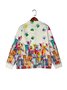 Cardigans Motif dégradé Paysan Printemps / Automne Tricoté Ample Boutons Manches Longues Régulier Droit pour Femmes