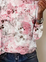 T-shirts Femmes Décontracté Ombre Printemps / Automne Micro-élasticité Quotidien Ample Manches Longues Col Rond Droit