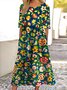 Femmes Rayé Rouge Col Rond Confortable Robe Maxi Décontracté