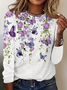 T-shirts Simple Papillon Printemps / Automne Micro-élasticité Quotidien Manches Longues Col Rond Régulier Régulier pour Femmes