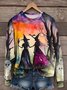 Sweat-shirts Simple Printemps / Automne Toussaint Naturel Fête Ample Manches Longues Col Rond Régulier pour Femmes