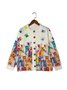 Cardigans Motif dégradé Paysan Printemps / Automne Tricoté Ample Boutons Manches Longues Régulier Droit pour Femmes
