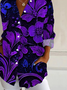 Chemises Décontracté Floral Printemps / Automne Quotidien Régulier Droit Boucle Régulier Col de Chemise pour Femmes