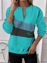Sweat-shirts Géométrique Décontracté Printemps / Automne Polyester Micro-élasticité Faire la navette Régulier Droit Régulier pour Femmes