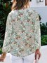 Chemises Femmes Féminin Floral Printemps / Automne Polyester Col V Joint Fendu Manche Ballon Droit Régulier