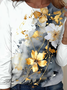 T-shirts Simple Floral Printemps / Automne Faire la navette Ample Manches Longues Col Rond Régulier Droit pour Femmes