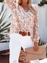 Chemises Femmes Féminin Floral Printemps / Automne Polyester Col V Joint Fendu Manche Ballon Droit Régulier