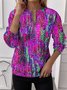 Sweat-shirts Femmes Géométrique Simple Printemps / Automne Polyester Naturel Micro-élasticité Domestique Col Rond Régulier