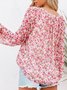 Chemises Femmes Féminin Floral Printemps / Automne Polyester Col V Joint Fendu Manche Ballon Droit Régulier