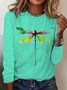 T-shirts Femmes Décontracté Printemps / Automne Libellule Micro-élasticité Fête Ample Régulier Droit Régulier