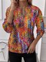 Sweat-shirts Femmes Géométrique Simple Printemps / Automne Polyester Naturel Micro-élasticité Domestique Col Rond Régulier