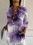 Chemises Décontracté Floral Printemps / Automne Aucune élasticité Régulier Boucle Régulier Manches régulières Col de Chemise pour Femmes
