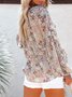 Chemises Femmes Féminin Floral Printemps / Automne Polyester Col V Joint Fendu Manche Ballon Droit Régulier